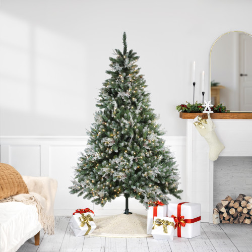 Real Touch™️ Pre-Lit Medium Sierra Fir Artificial Frosted Christmas Tree - 6.5' - Warm Clear LED Lights