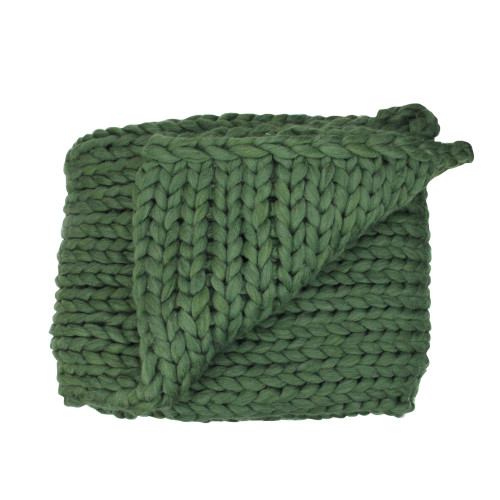 Cable Knit Plush Solid Throw Blanket - 50" x 60" - Hunter Green