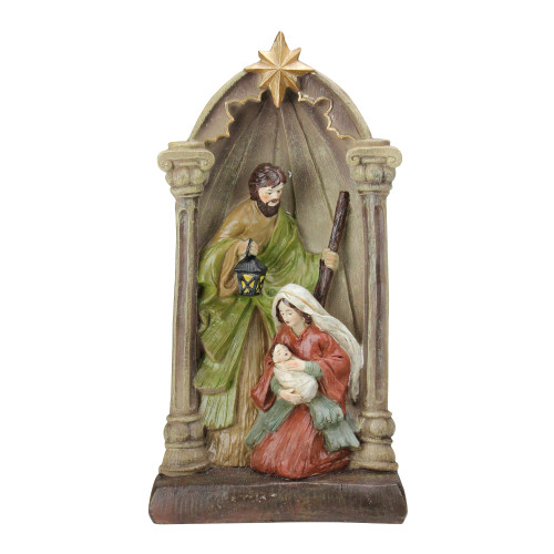 Holy Family Figures Nativity Statue with 8-Point Star Christmas Decoration - 14.5"