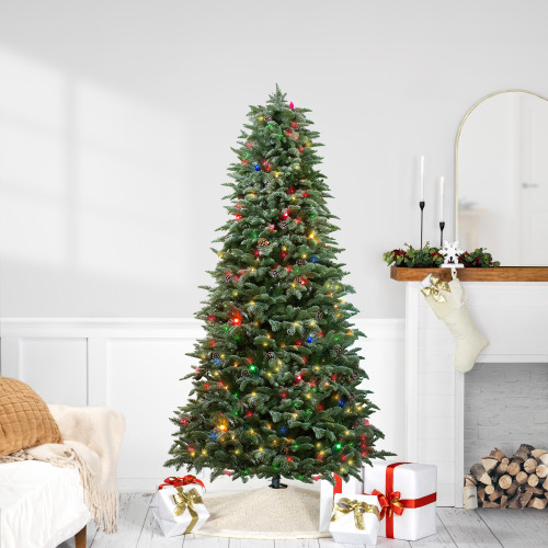 Real Touch™ Pre-Lit Artificial Medium Frosted Dunton Spruce Christmas Tree - 6.5' - Multi-Color Lights