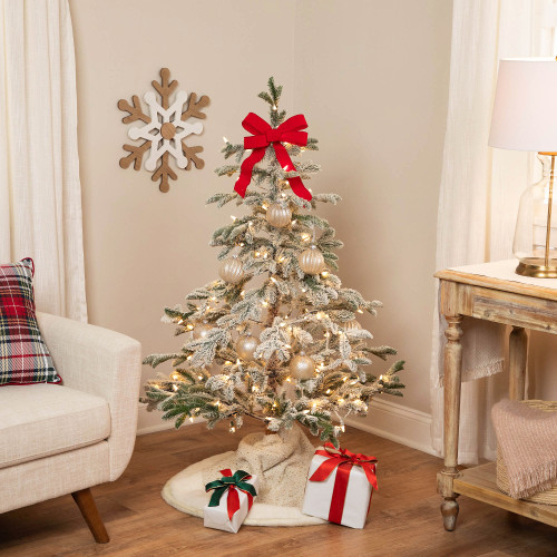 Real Touch™️ Pre-Lit Flocked Whistler Noble Fir Artificial Christmas Tree - 4.5' - Clear Lights