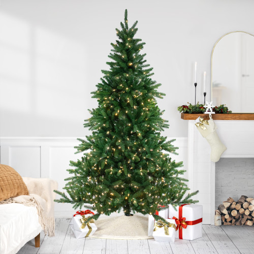 Real Touch™️ Pre-Lit Full Noble Fir Artificial Christmas Tree - 7.5' - Dual Color LED Lights
