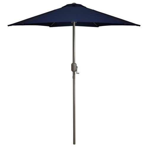 7.5ft Outdoor Patio Market Umbrella with Hand Crank, Navy Blue