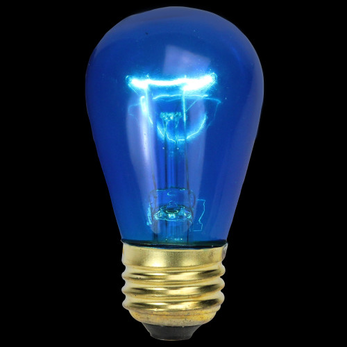 Transparent Incandescent S14 Edison Style Christmas Replacement Bulbs - Blue - Pack of 25