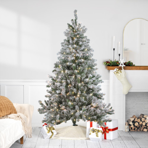6' Pre-Lit Medium Flocked Balsam Pine Artificial Christmas Tree - Clear Lights