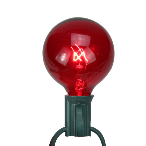 Incandescent G50 Globe Christmas Transparent Replacement Bulbs - Red - Pack of 25