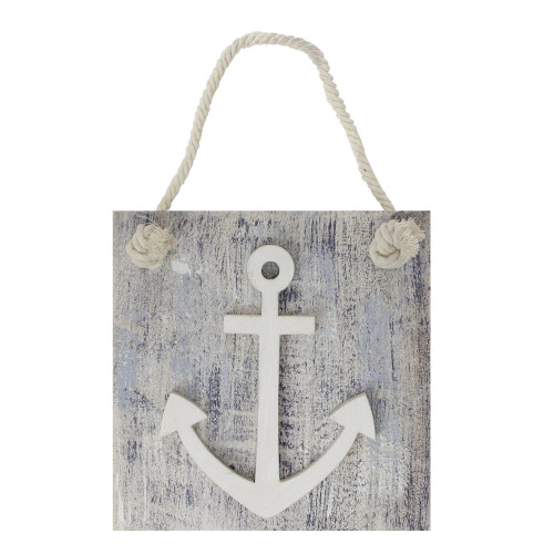 7.25" Blue and White Cape Cod Inspired Anchor Wall Hanging Plaque