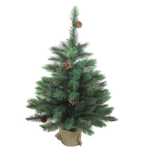Medium Royal Oregon Pine Artificial Christmas Tree in Burlap Base - 3' - Unlit