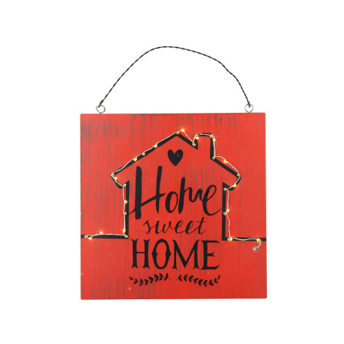 8" Battery Operated LED Lighted Red Rustic “Home Sweet Home" Wall Sign