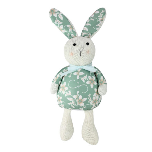 Floral Knitted Easter Bunny Rabbit Spring Figure - 17" - Green