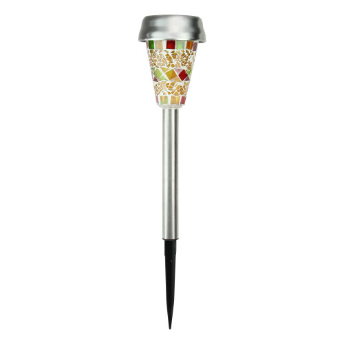 9.75" Yellow Mosaic Solar Light with White LED Light and Lawn Stake