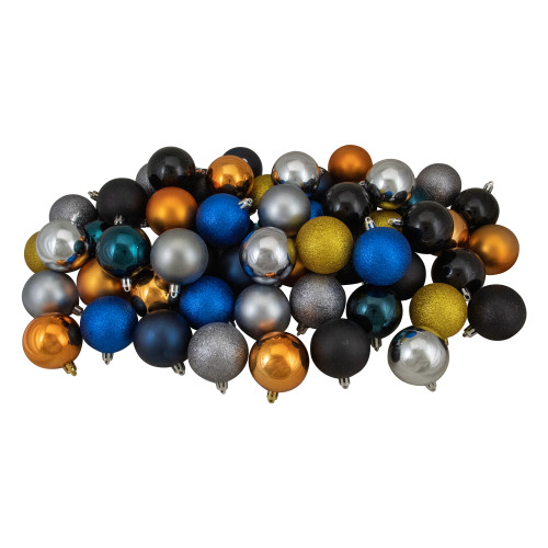 Shatterproof 3-Finish Christmas Ball Ornaments - 2.5" (60mm) - Gray and Black - 60ct