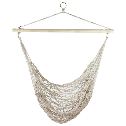 Natural Cotton Macrame Hammock Chair with Wooden Bar - 44" x 39"
