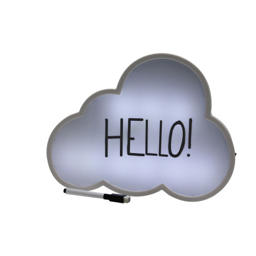 12" Battery Operated LED Lighted Cloud Shaped White Board