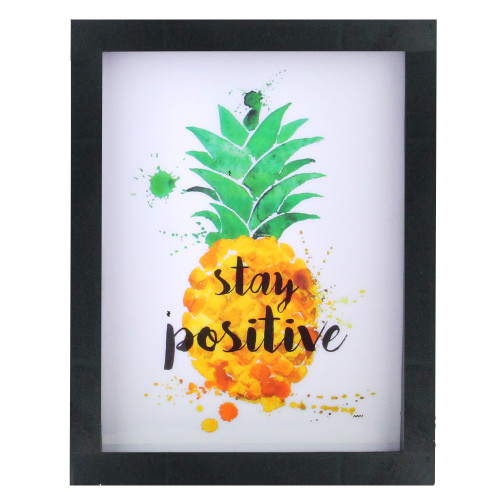 9" LED Lighted 'Stay Positive' Pineapple Framed Light Box