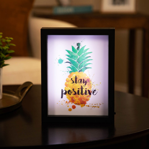 LED Lighted Stay Positive Pineapple Framed Wall Sign - 9"x 7"