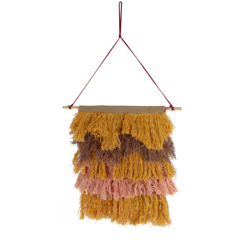 Layered Fringe Hanging Wall Decoration - 25" x 13.75" - Beige and Yellow