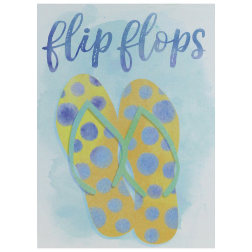 7.25" Decorative Yellow and Orange with Blue Polka Dots “Flip Flops" Wooden Wall Plaque