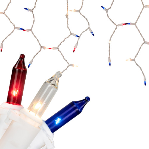 Mini Icicle Patriotic Light Set - 6.5' White Wire - 100ct