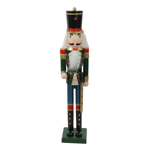 36.75" Green and Black Christmas Nutcracker Soldier with Sword