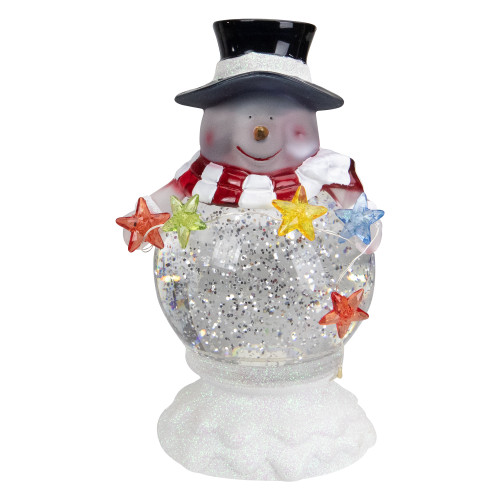 7.5" White Battery Operated LED Snowman Glittering Snow Dome Christmas Tabletop Decor