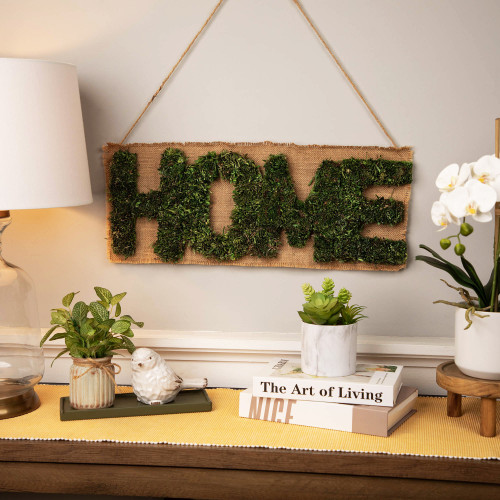 Rustic Home Artificial Grass Wall Hanging Decoration - 9.5" x 23" - Green & Beige