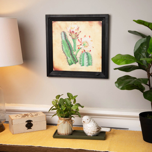 Cactus and Desert Florals Framed Wall Art - 14.25" - Black