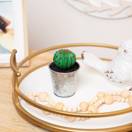 3.5" Tropical Mini Artificial Cactus with Tin Pot