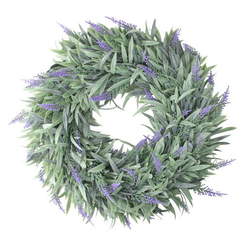 14" Artificial Dusty Purple Springtime Wispy Lavender Wreath