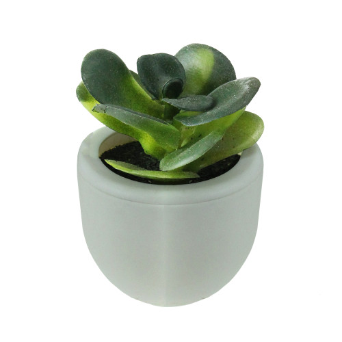 3.25" Mini Artificial Potted Succulent with White Pot