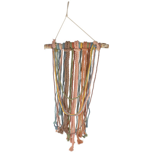 Knotted Rope on Birch Branch Hanging Wall Decoration - 42" x 18"  - Multicolor