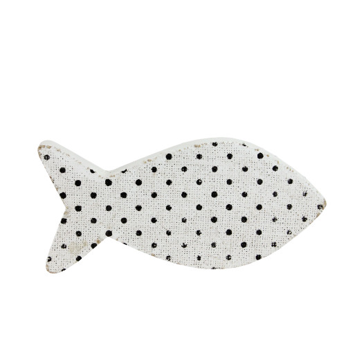 Cape Cod Inspired Polka Dot Fish Decoration - 10" - White and Black
