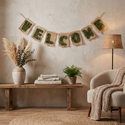 Rustic Welcome Garland Artificial Grass Wall Hanging Decoration - 6'