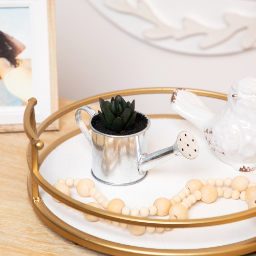 Tropical Mini Artificial X Pachyveria Succulent in Watering Can - 6"