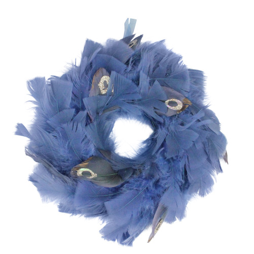 Feather Blue and Gray Artificial Christmas Wreath - 10-Inch, Unlit