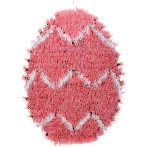 Easter Egg Hanging Window Decoration - 12" - Pink and White