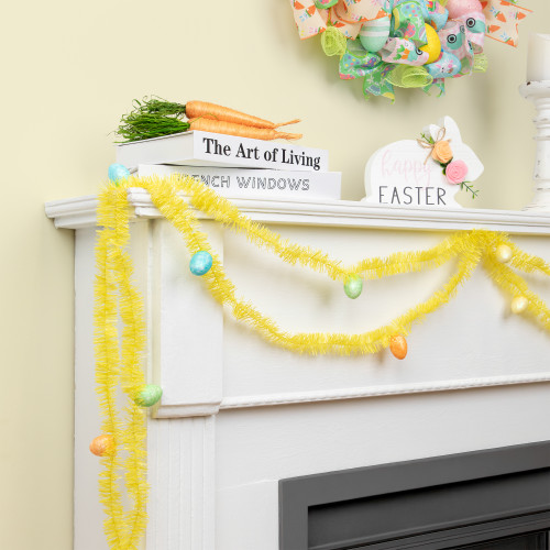 Tinsel Garland with Easter Eggs - 25' - Yellow