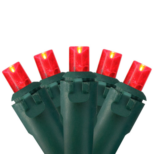 LED Wide Angle Christmas Lights - Red - 16.25' Green Wire - 50ct