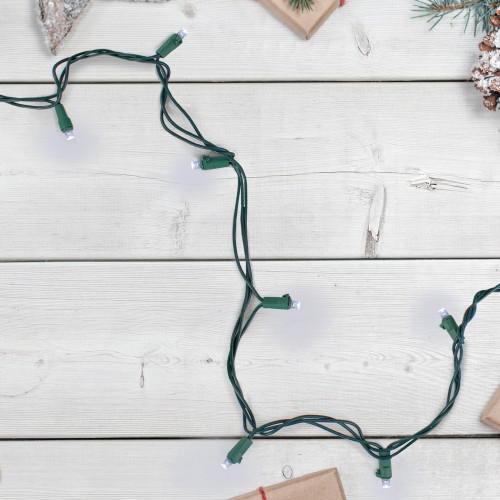 LED Wide Angle Christmas Lights - Pure White - 33' Green Wire - 100ct