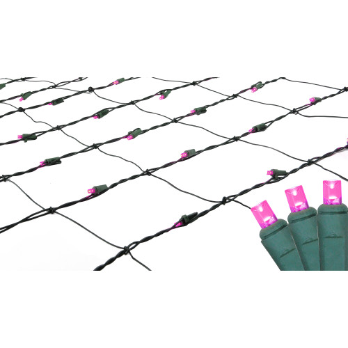 Net Style LED Trunk Wrap Christmas Lights - 4' x 6' - Raspberry Pink - Green Wire