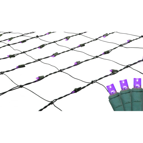 Net Style LED Tree Trunk Wrap Christmas Lights - 4' x 6' - Purple - Green Wire