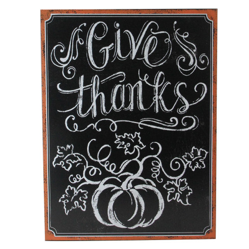 Black and White "Give thanks" Chalkboard Thanksgiving Wall Art Decor 14" x 10.5"