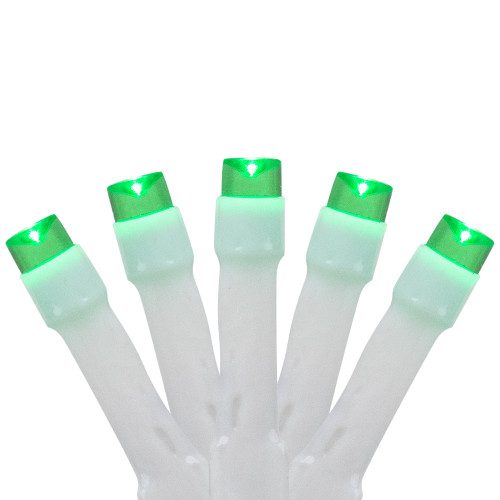 LED Wide Angle Christmas Lights - Green - 10' White Wire - 20ct
