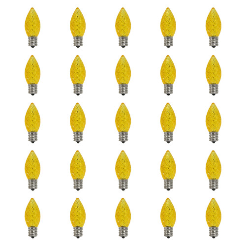LED C9 Faceted Christmas Replacement Bulbs - Yellow - Pack of 25