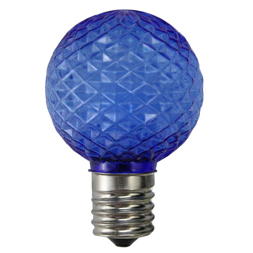 Faceted LED G40 Globe Christmas Replacement Bulbs - Blue - Pack of 25