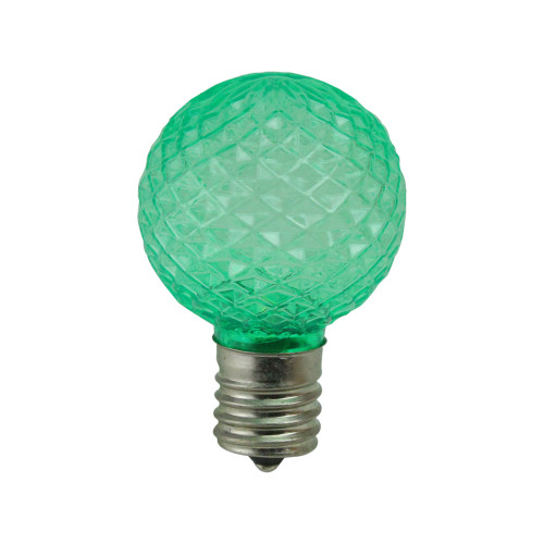Faceted LED G40 Globe Christmas Replacement Bulbs - Green - Pack of 25