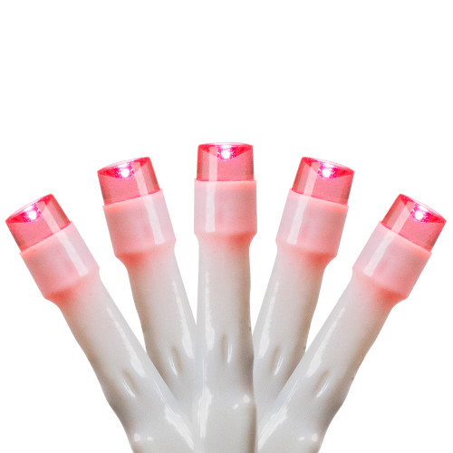 LED Wide Angle Christmas Lights - Pink - 10' White Wire - 20ct