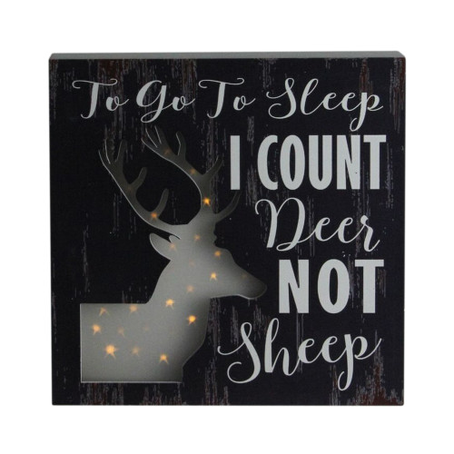 8" x 8" LED Lighted Fiber Optic Deer “To Go to Sleep I Count Deer Not Sheep" Wall Art Decoration