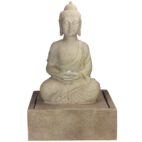 28" LED Lighted Praying Buddha Outdoor Patio Garden Water Fountain