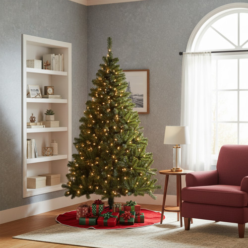 Pre-Lit Medium Mixed Classic Pine Artificial Christmas Tree - 6' - Warm Clear LED Lights